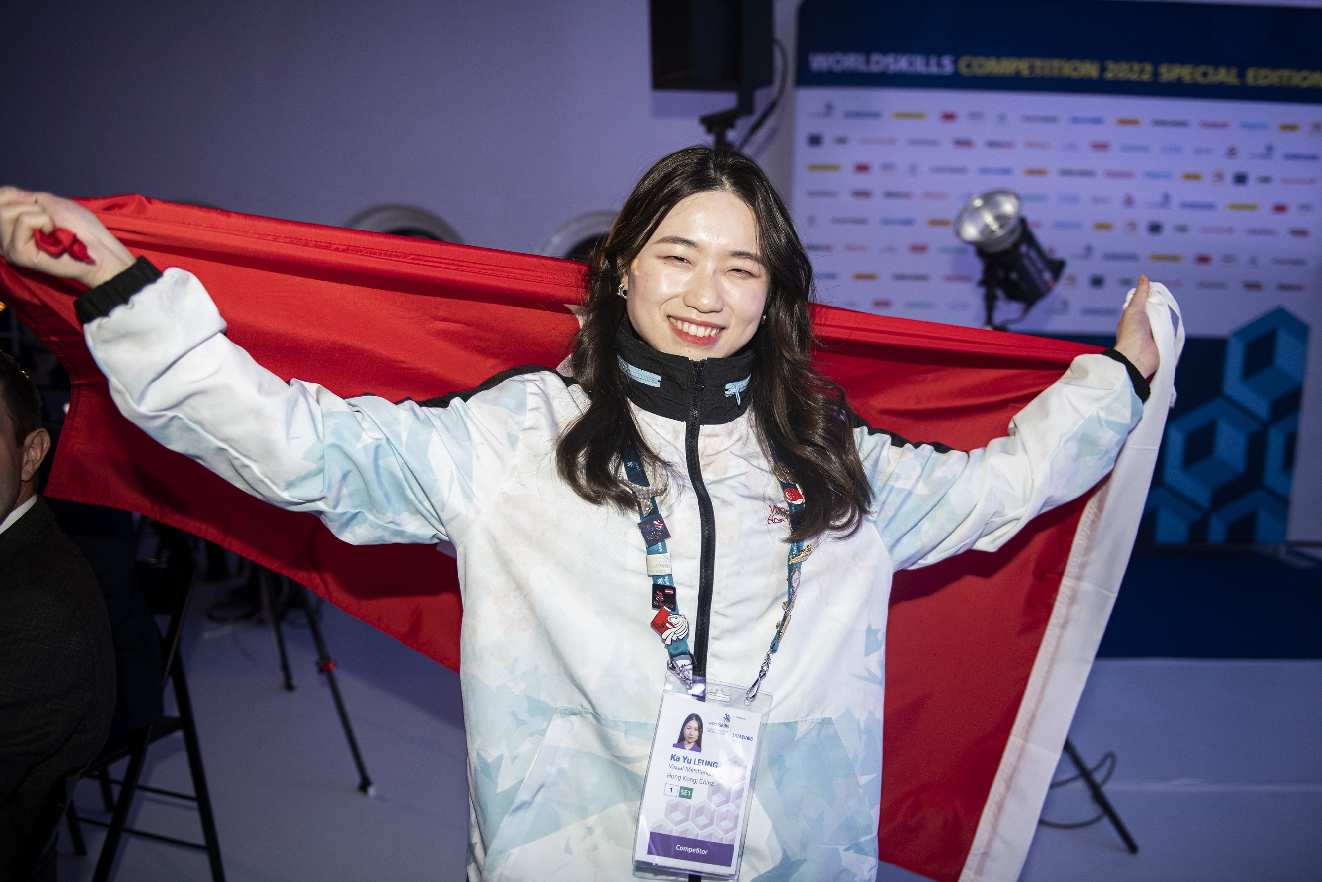 LEUNG Ka-yu, competitor of the Visual Merchandising trade and the HKDI graduate of the Higher Diploma in Design for Event, Exhibition and Performance programme, won the third Gold Medal of Team Hong Kong in history. (Photo credit: WorldSkills International)