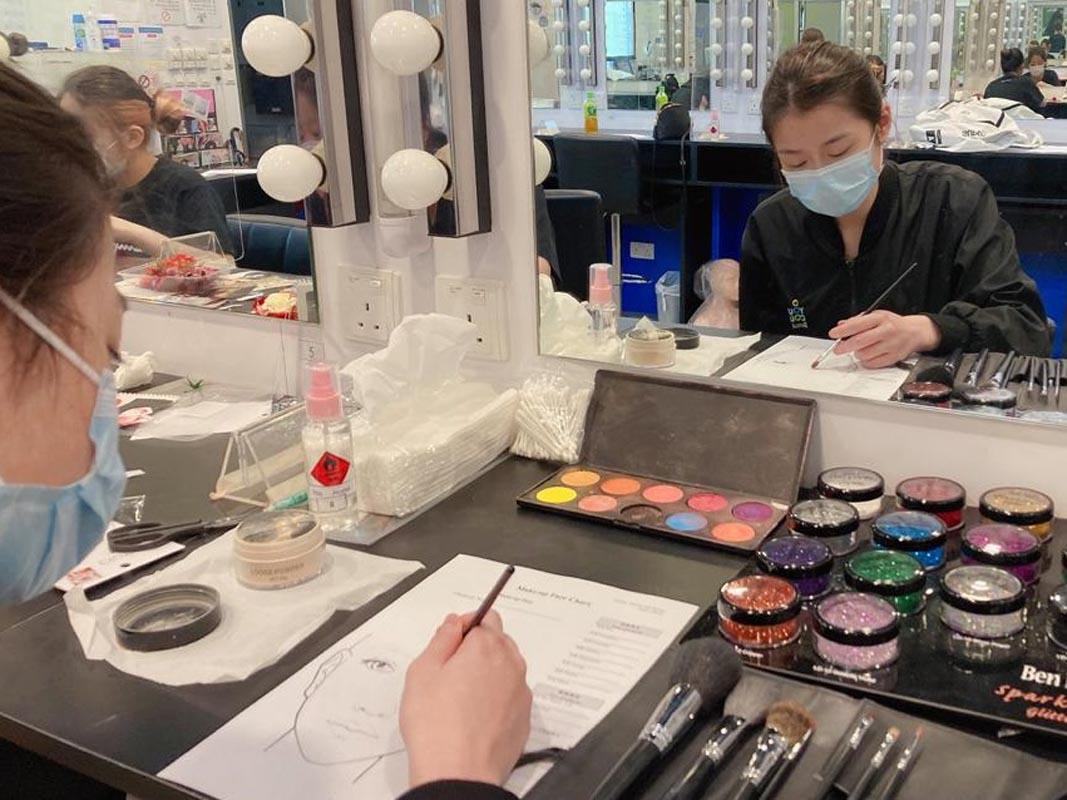 Student designed the make-up face chart of stage make-up